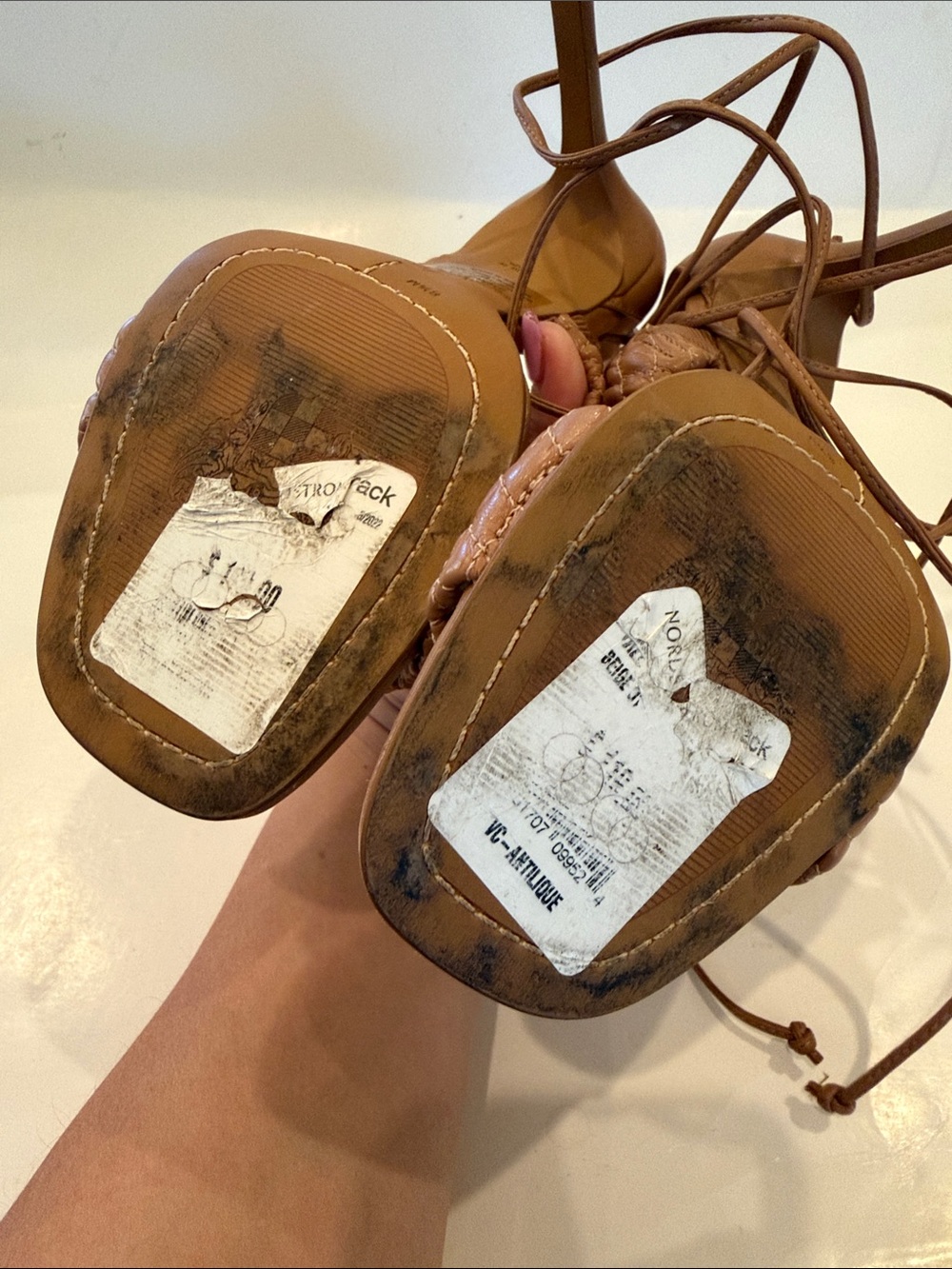 Vince Camuto Tan Strap Lace-Up Heels Size 8.5 - Picture 12 of 12